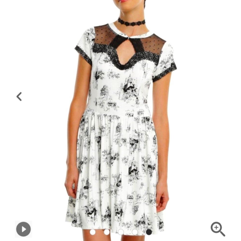 Disney Princess White & Black Toile Print Dress